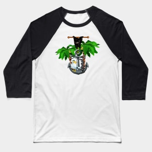 Anchor with funny gull and palm trees Baseball T-Shirt